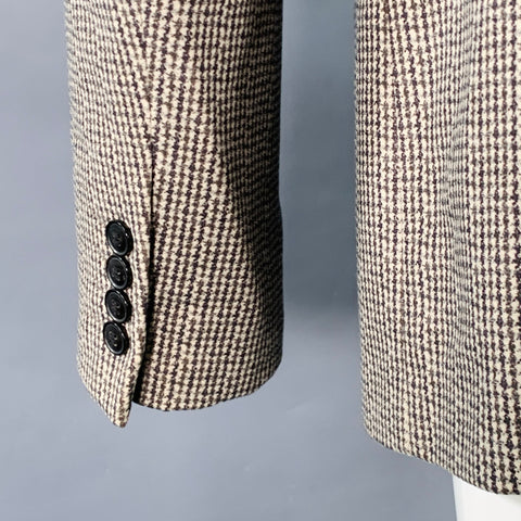 ARMANI COLLEZIONI Size M Black Cream Houndstooth Velvet Sport Coat