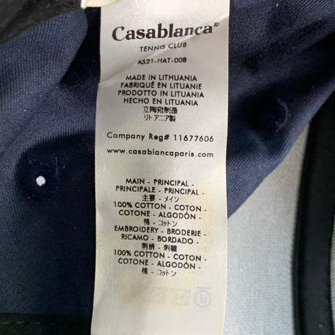 Casquette de baseball CASABLANCA en coton brodé marine, or et argent, taille S