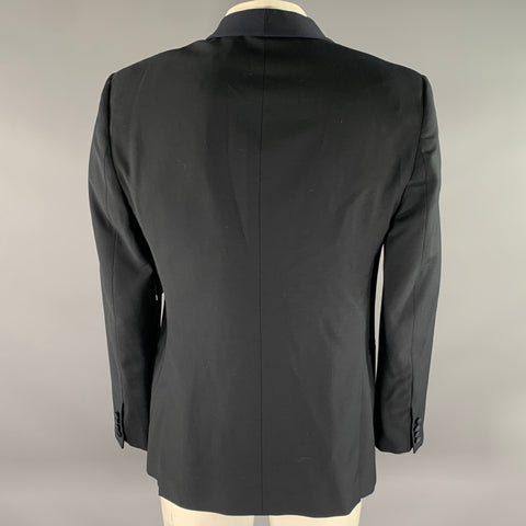 CALVIN KLEIN Size 44 Navy Wool Shawl Collar Sport Coat