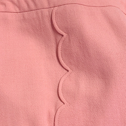 Pantalon tailleur ESCADA en crêpe de laine vierge rose taille L, avec bordure festonnée et braguette zippée