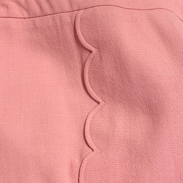 ESCADA Size L Pink Virgin Wool Crepe Scalloped Trim Zip Fly Dress Pants