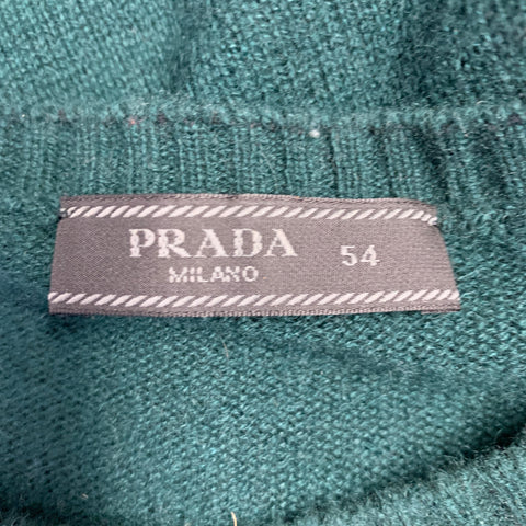 PRADA Taille XL Pull col rond en cachemire tricoté vert forêt