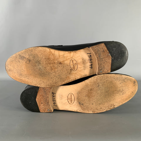 BRUNO MAGLI Size 10 Black Gold Leather Loafers