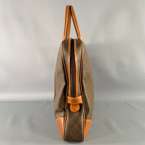 BALLY Brown Tan Monogram Coated Canvas Leather Briefcase