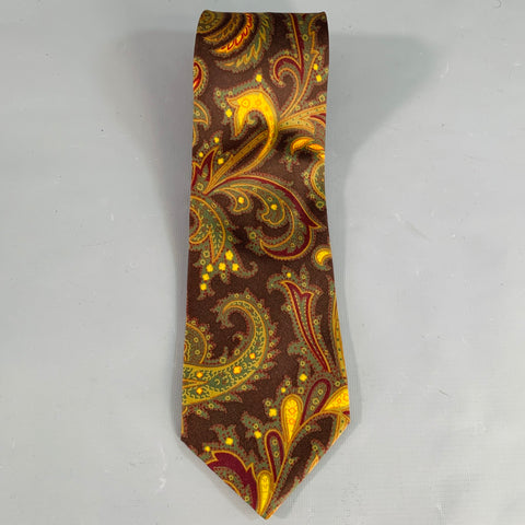WILKES BASHFORD Brown Multi Color Paisley Silk Tie