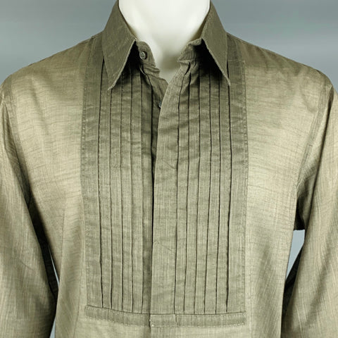 CoSTUME NATIONAL Size M Taupe Cotton Blend Tuxedo Long Sleeve Shirt