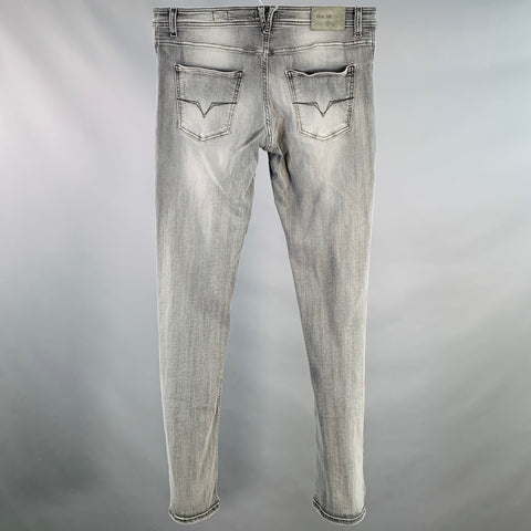 VERSACE JEANS Size 36 Grey Washed Cotton Blend Slim Fit Jeans