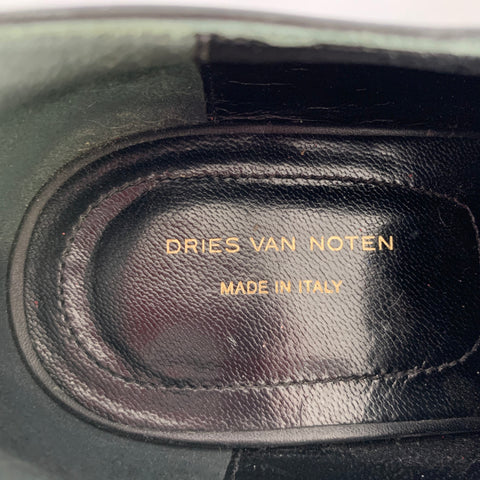 DRIES VAN NOTEN Size 8 Black Cream Leather Derby Lace-up Shoes