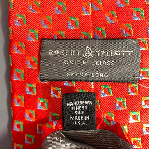 ROBERT TALBOTT Red Blue green orange Geometric Silk Tie