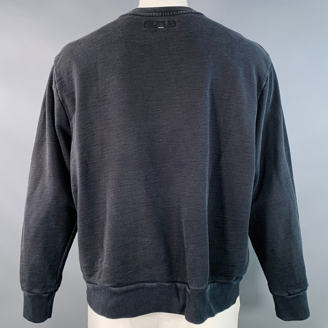 RAG & BONE Size XXL Yin Yang Black White Print Cotton Crew Neck Sweatshirt