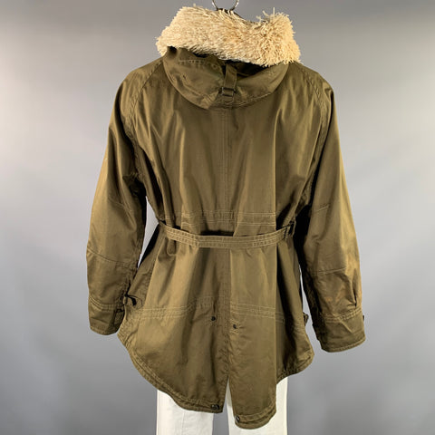BURBERRY PRORSUM SS2012 Size 42 Green Olive Cotton Parka Coat
