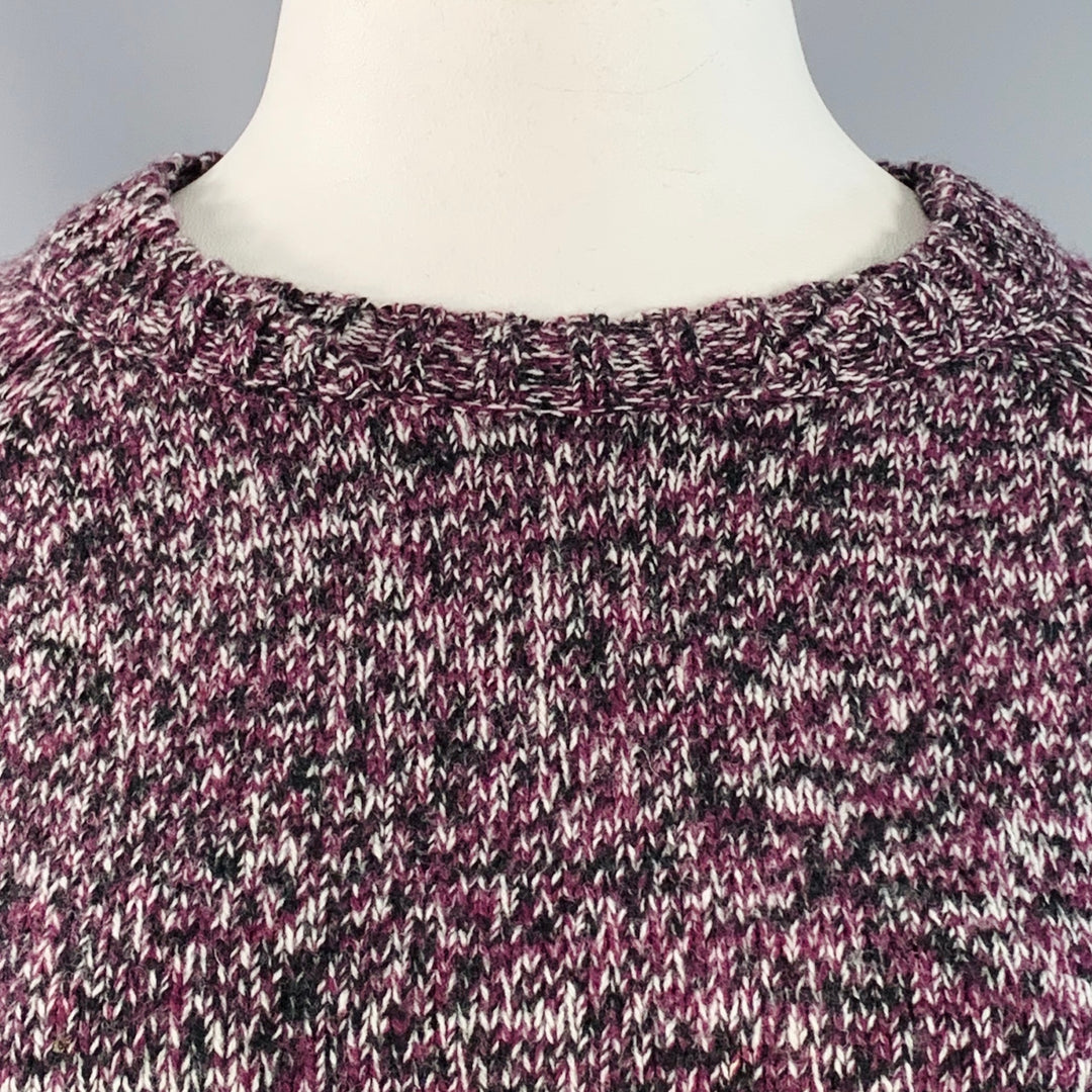JIL SANDER Size XL Purple Black White Wool Melange Boxy Sweater