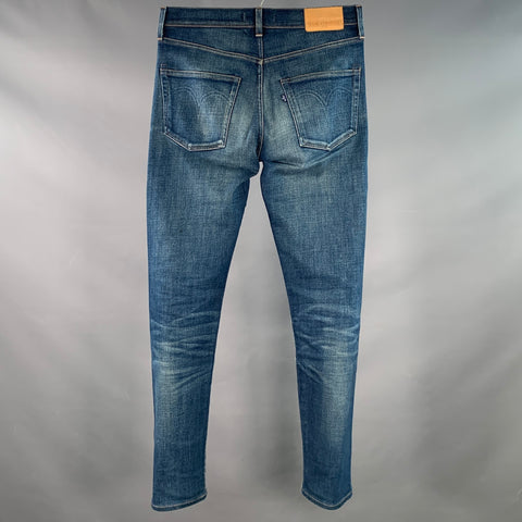 LEVI'S MADE & CRAFTED Size 29 Needle Narrow Blue Distressed Cotton Blend Skinny Jeans