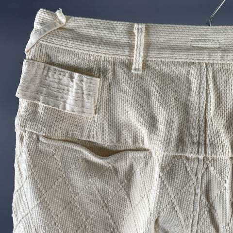 KAPITAL Size XL Cream Diamond Cotton Button Fly Casual Pants
