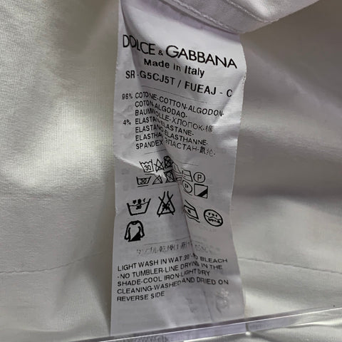 DOLCE & GABBANA Size L White Cotton Blend Button Up Long Sleeve Shirt
