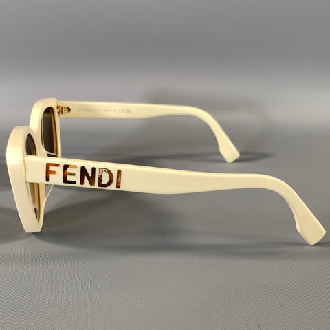 FENDI White Acetate Sunglasses