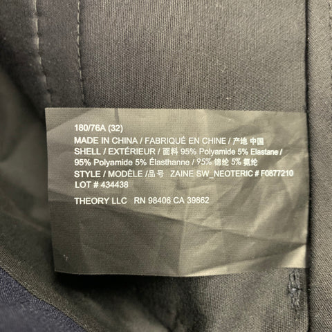 THEORY Size 32 Navy Polyamide Blend Flat Front Casual Pants