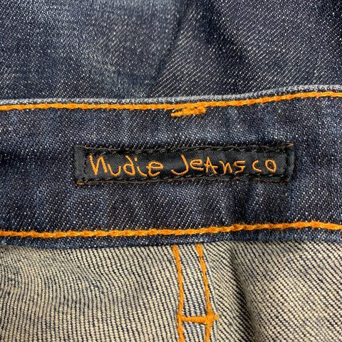 NUDIE JEANS Size 31 Skinny Lin Blue Contrast Stitch Cotton Blend Jeans