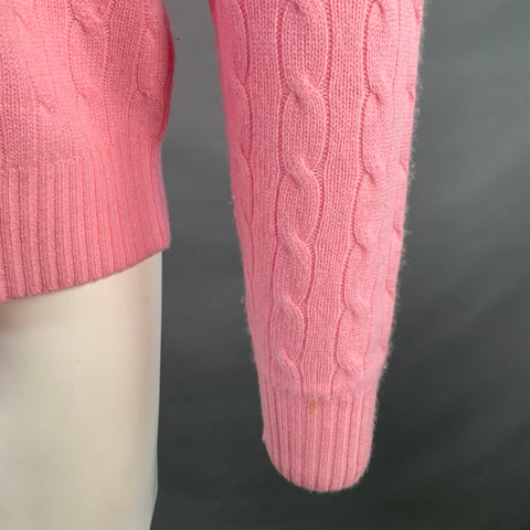 POLO by RALPH LAUREN Size M Pink Cable Knit Cashmere Crew Neck Pullover