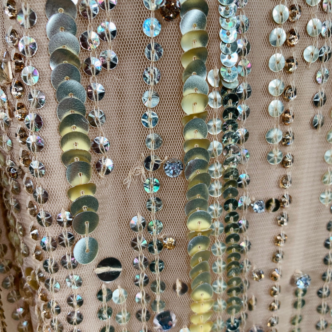 JENNY PACKHAM Pre-Fall 2022 Size 10 Bright Gem Gold Nude Polyester Beaded Sleeveless Evening Gown