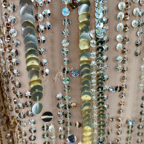 JENNY PACKHAM Pre-Fall 2022 Size 10 Bright Gem Gold Nude Polyester Beaded Sleeveless Evening Gown
