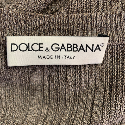 DOLCE & GABBANA Size XS Grey Taupe Rib Knit V-Neck Pullover