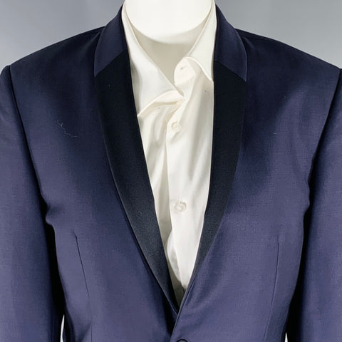 CALVIN KLEIN COLLECTION Size 34 Navy Black Wool Shawl Lapel Tuxedo