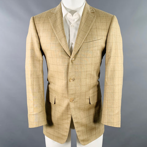 PAL ZILERI Taille 38 Régulier Veste de sport beige gris marron à carreaux fenêtre