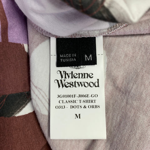 VIVIENNE WESTWOOD Size M Brown Lavender Print Cotton Crew Neck T-shirt