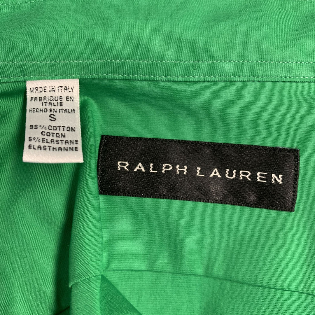 RALPH LAUREN Size S Green Cotton Blend Epaulets Long Sleeve Shirt