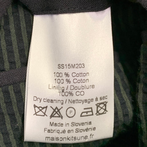 MAISON KITSUNE Size 42 Black Green Seersucker Cotton Sport Coat