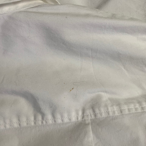CAROLINA HERRERA Size 14 White Cotton Blend 3/4 Sleeves Spread Collar Shirt