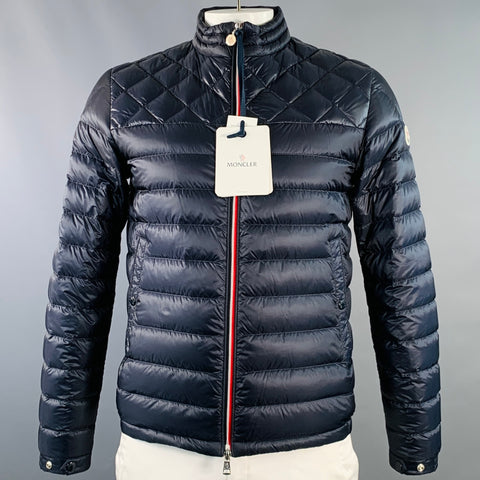 MONCLER 2022 Size L Benamou Navy Quilted Polyamide Zip Up Jacket