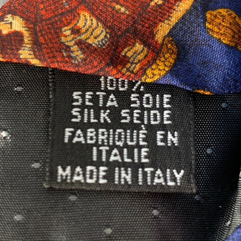 YVES SAINT LAURENT Navy Brown Tortoise Silk Tie