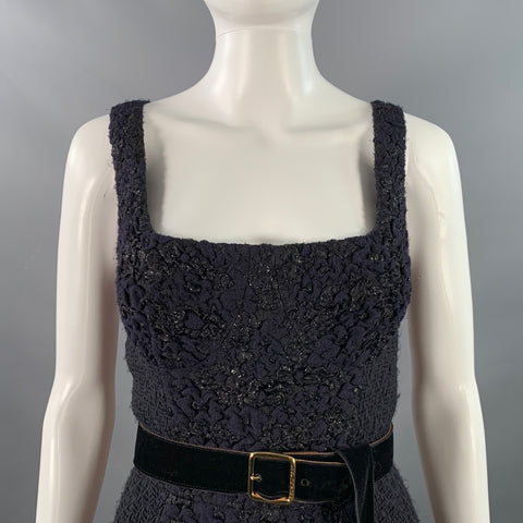 LOUIS VUITTON Size 8 Black Midnight Blue Acetate Blend Sleeveless Cocktail Dress