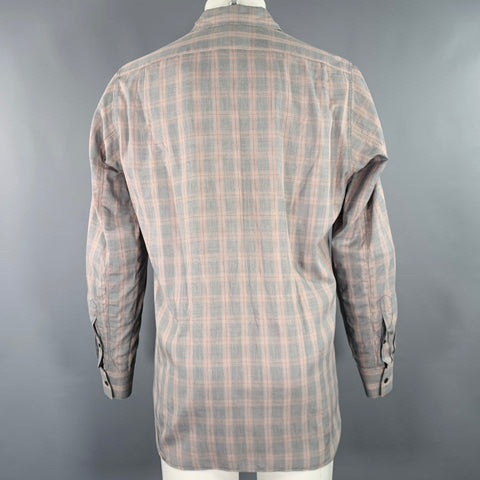 DRIES VAN NOTEN Size 40 Grey Burgundy Glenplaid Long Sleeve Shirt
