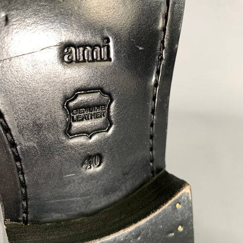 AMI by ALEXANDRE MATTIUSSI Size 7 Black Leather Pull On Boots