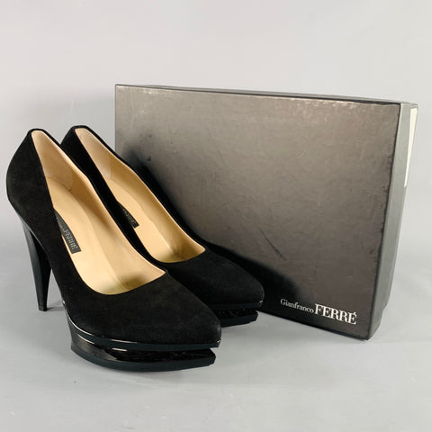 GIANFRANCO FERRE Size 9 Black Suede Platform Pumps