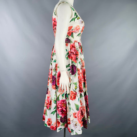 DOLCE & GABBANA Size 10 Multi Color Floral V-Neck Dress