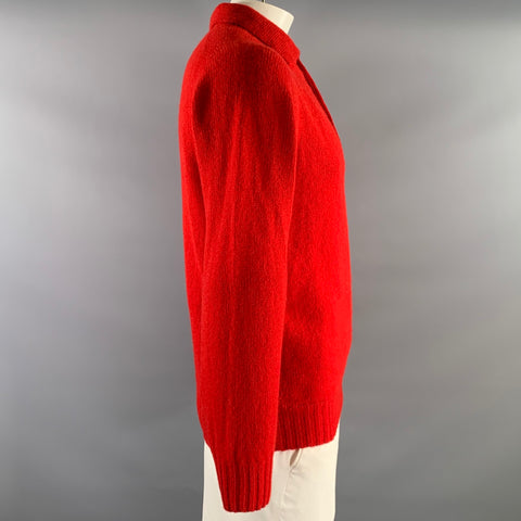 HORATIO Size L Red Knit Wool Ribbed Sweater