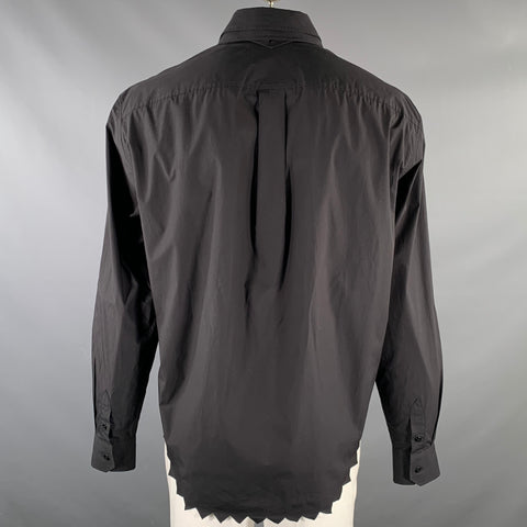 LOUIS VUITTON Size XL Black Cotton Layered Long Sleeve Shirt