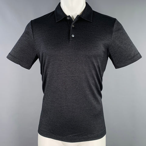 THEORY Size S Grey Charcoal Heather Modal Blend Half Placket Polo