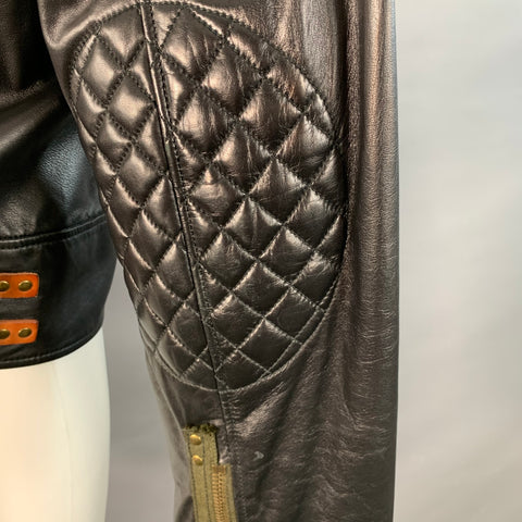 PAUL SMITH Size M Black Leather Quilted Biker Jacket