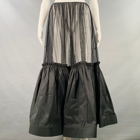 TORY BURCH Size 4 Black Cotton Poplin Sleeveless Bubble Hem Maxi Dress