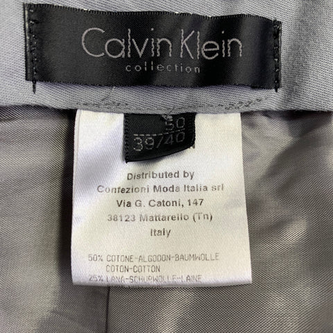 CALVIN KLEIN COLLECTION Size 40 Grey Metallic Cotton Blend Peak Lapel Suit