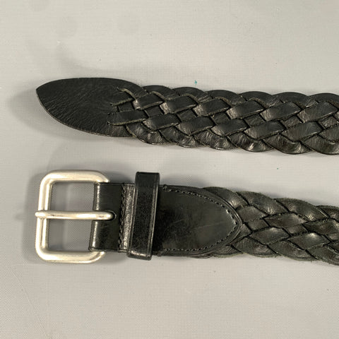 COACH Size 34 Black Braided Leather Belt