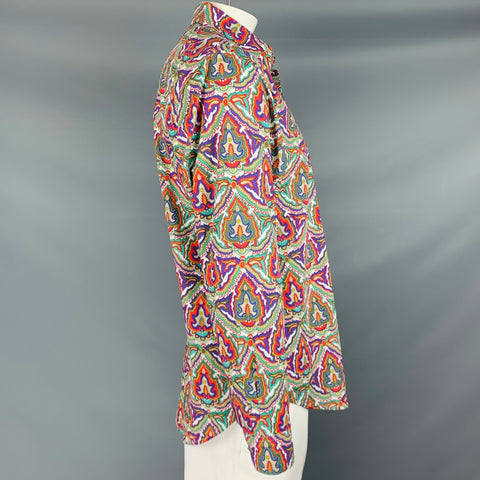 ROBERT GRAHAM Size L Multi Color Print Cotton Button Up Long Sleeve Shirt