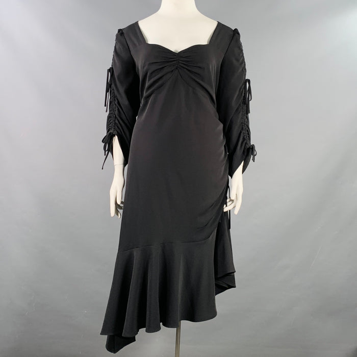 RODARTE Robe asymétrique froncée en mélange de polyester noir, taille 22