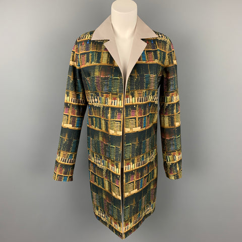 AKRIS Size 4 Multi-Color Cotton / Polyamide Reversible Open Front Theatre Coat