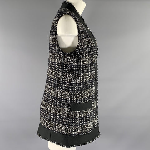 AKRIS Size L Black White Polyester Blend Sleeveless Vest